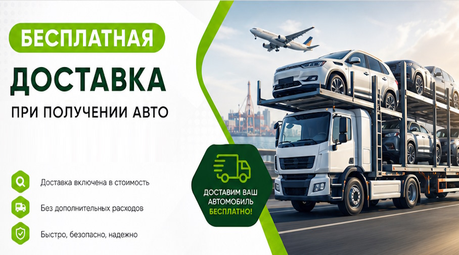 Акция! Бесплатная доставка по Ачинске при получении авто